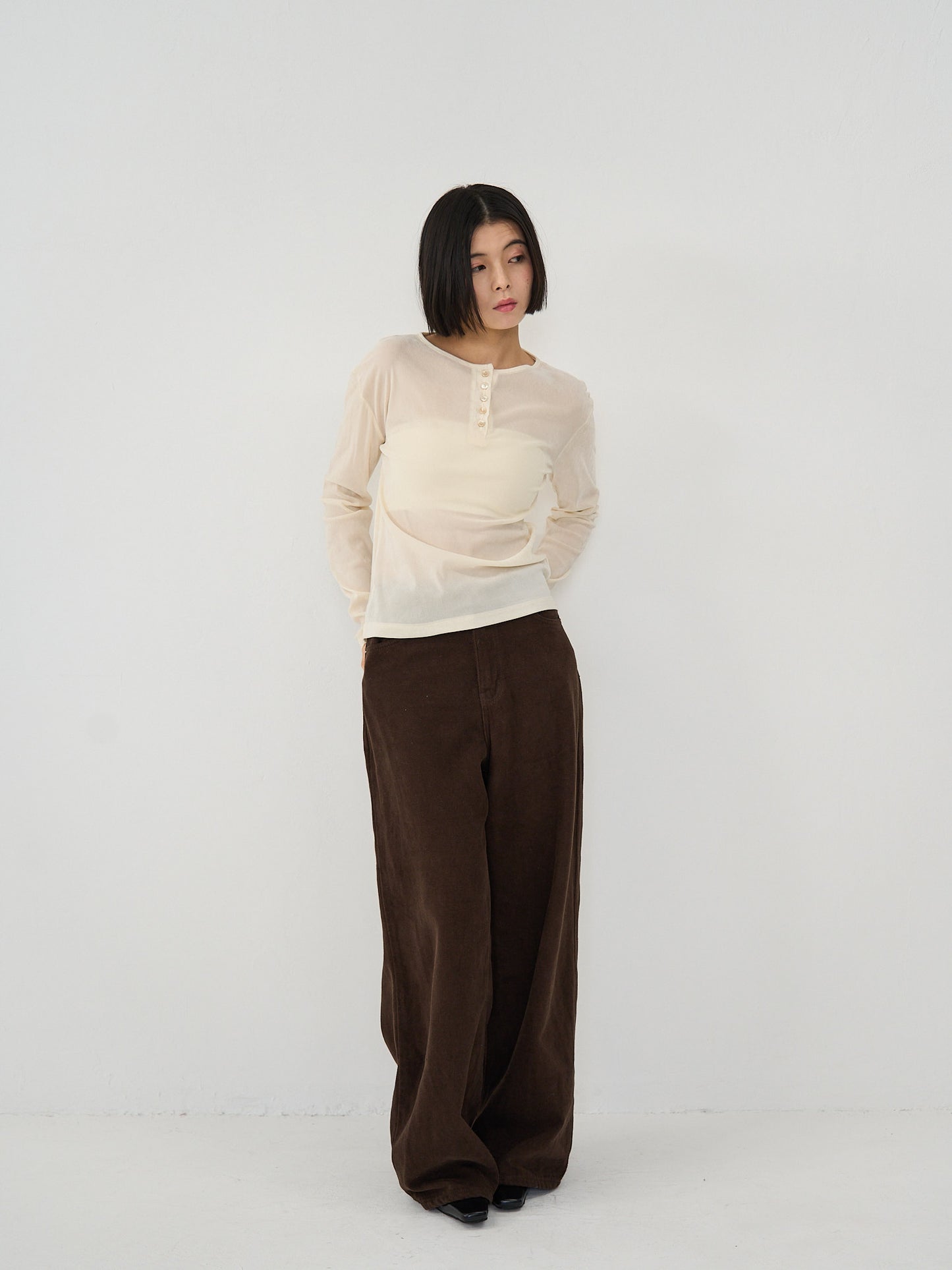 sheer velvet henley top