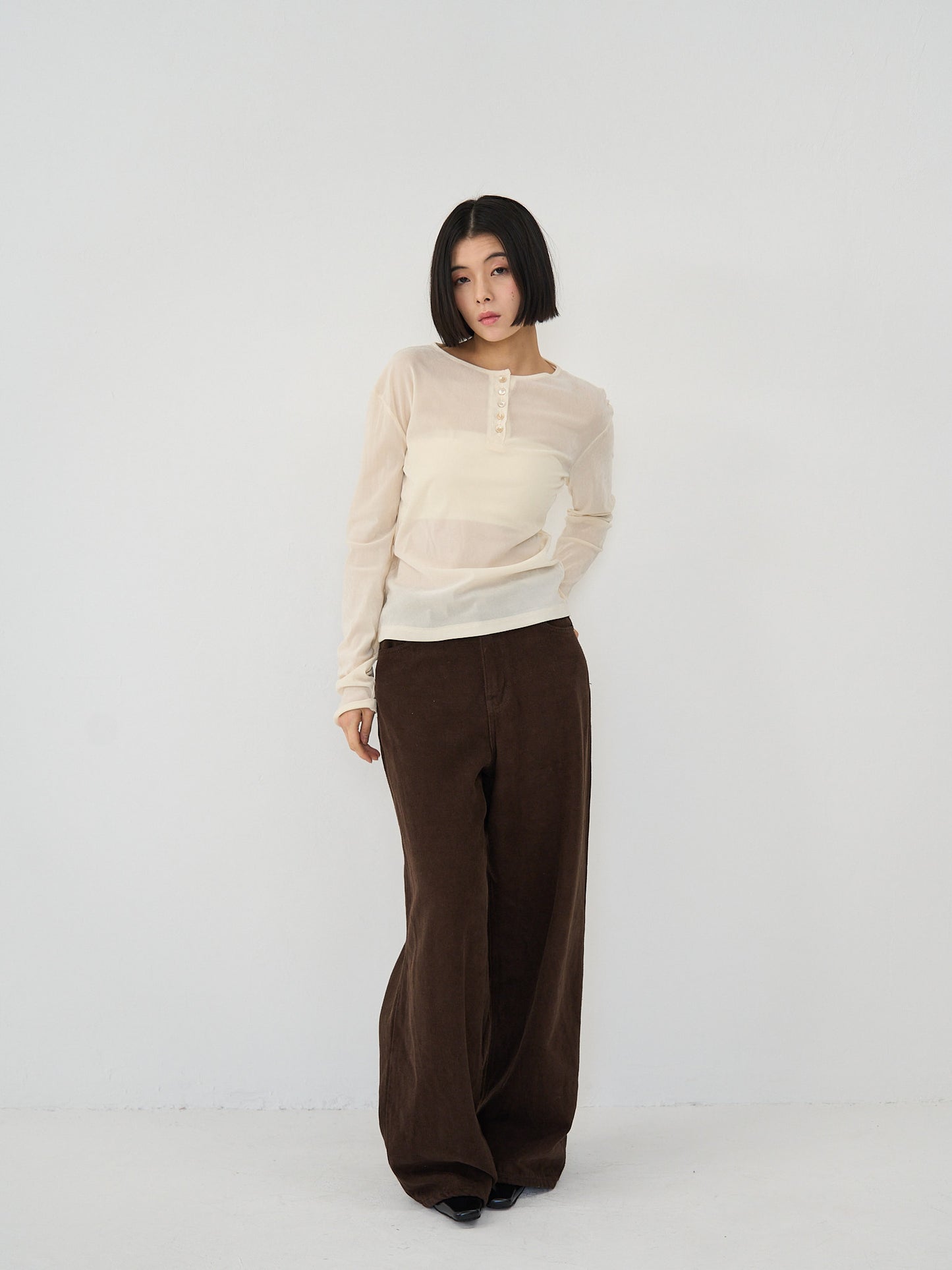 sheer velvet henley top