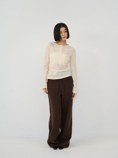 sheer velvet henley top
