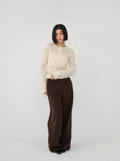 sheer velvet henley top