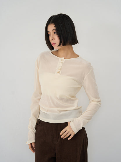 sheer velvet henley top