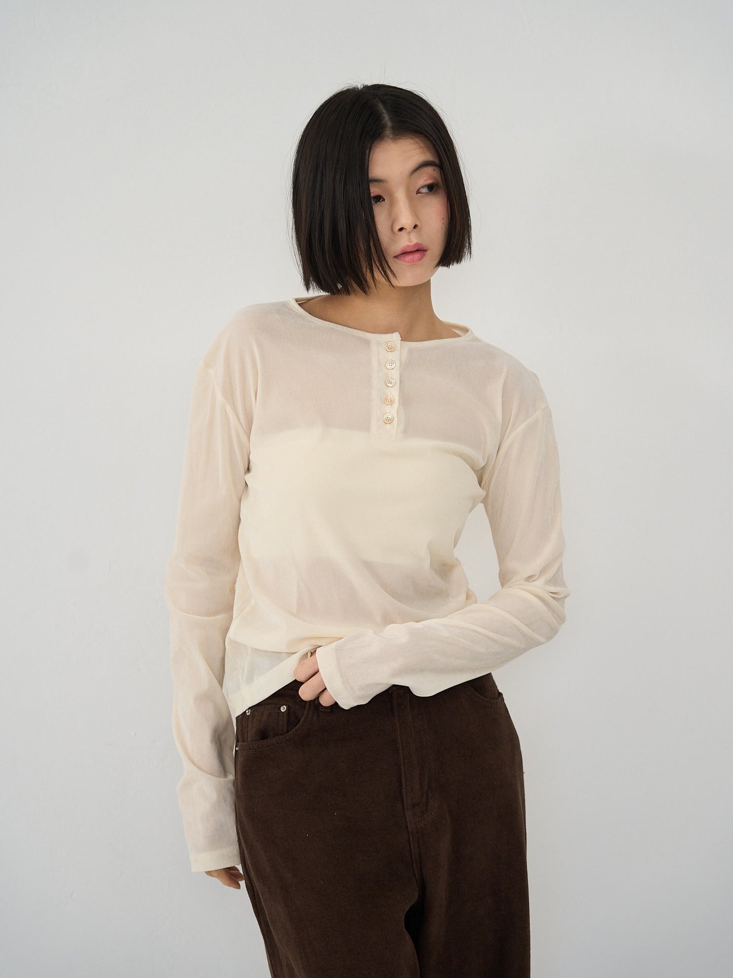 sheer velvet henley top
