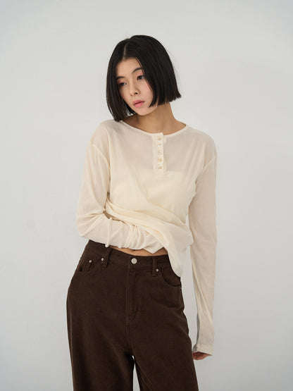 sheer velvet henley top