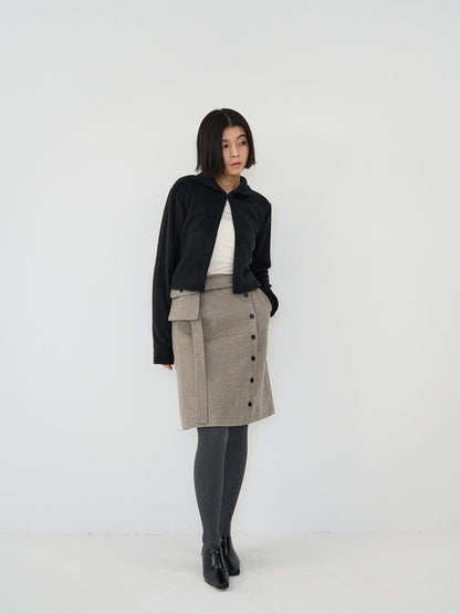 pocket wool midi skirt