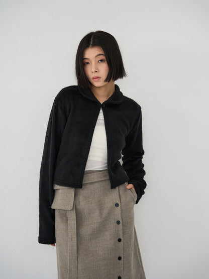fuzzy cropped cardigan