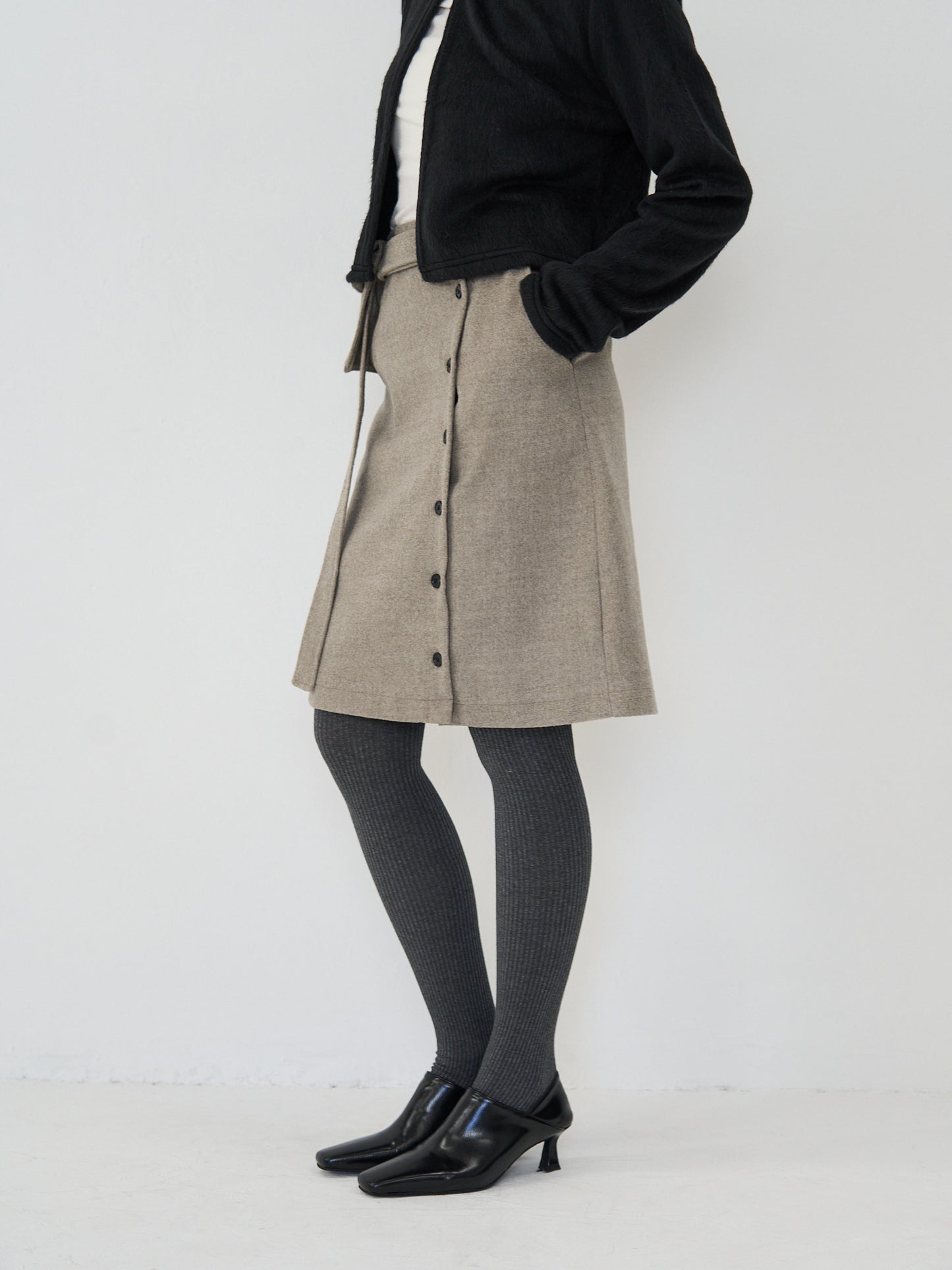 pocket wool midi skirt