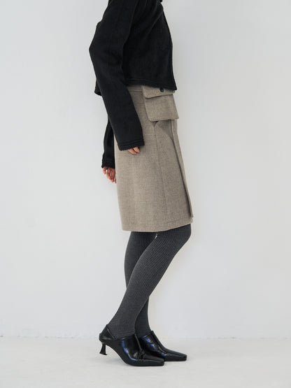 pocket wool midi skirt