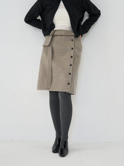 pocket wool midi skirt