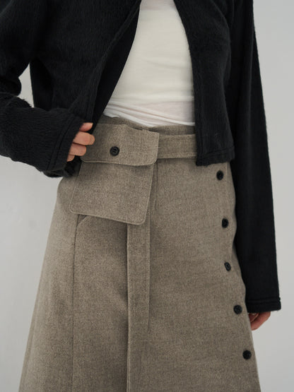 pocket wool midi skirt