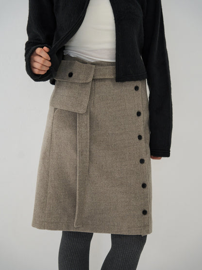 pocket wool midi skirt