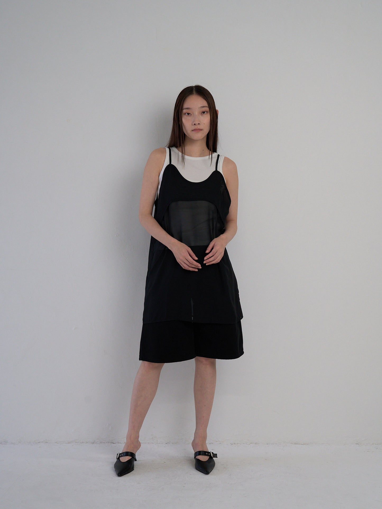 U neck sheer one piece