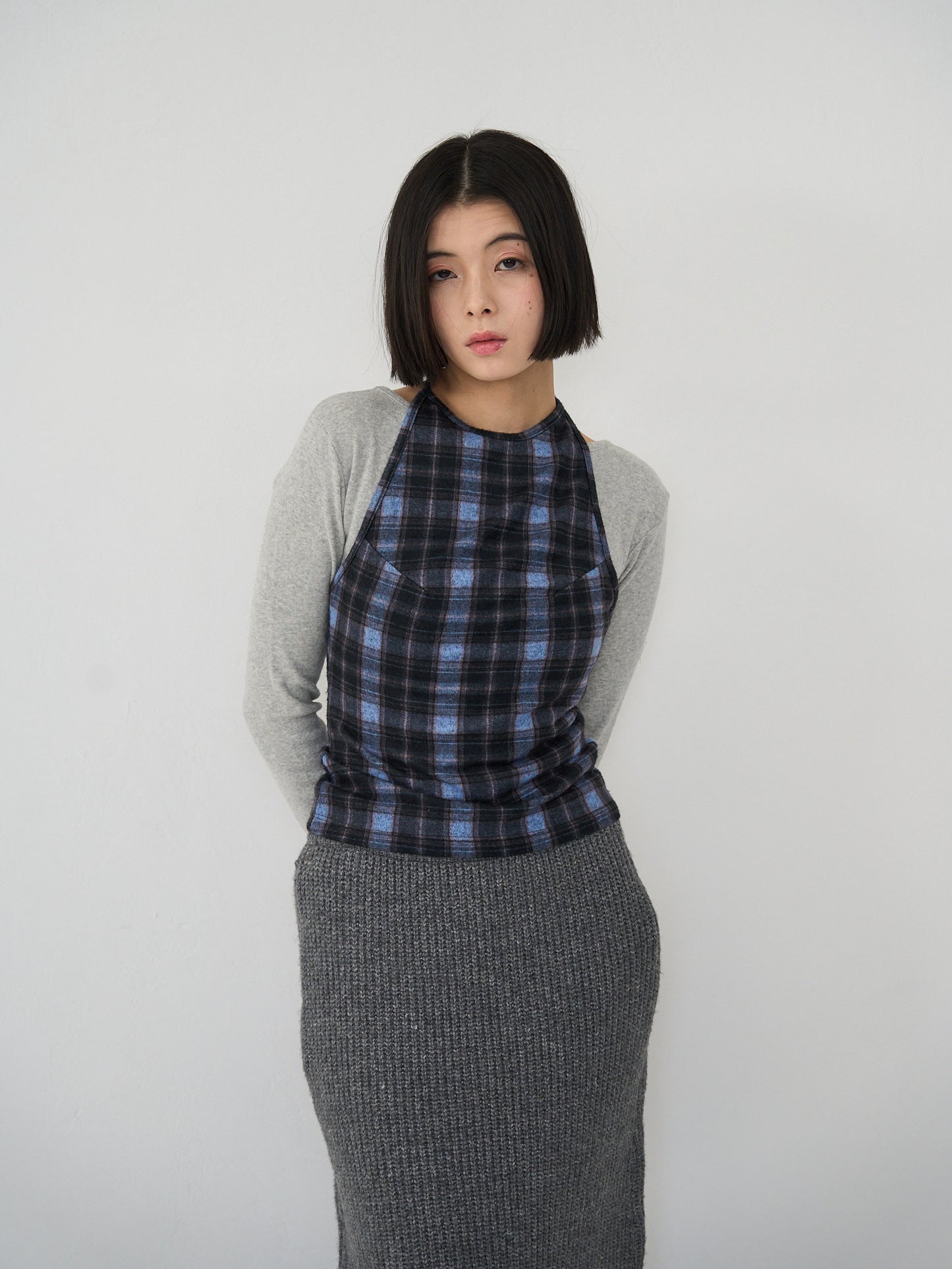 plaid halter neck bustier