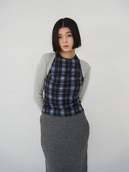 plaid halter neck bustier