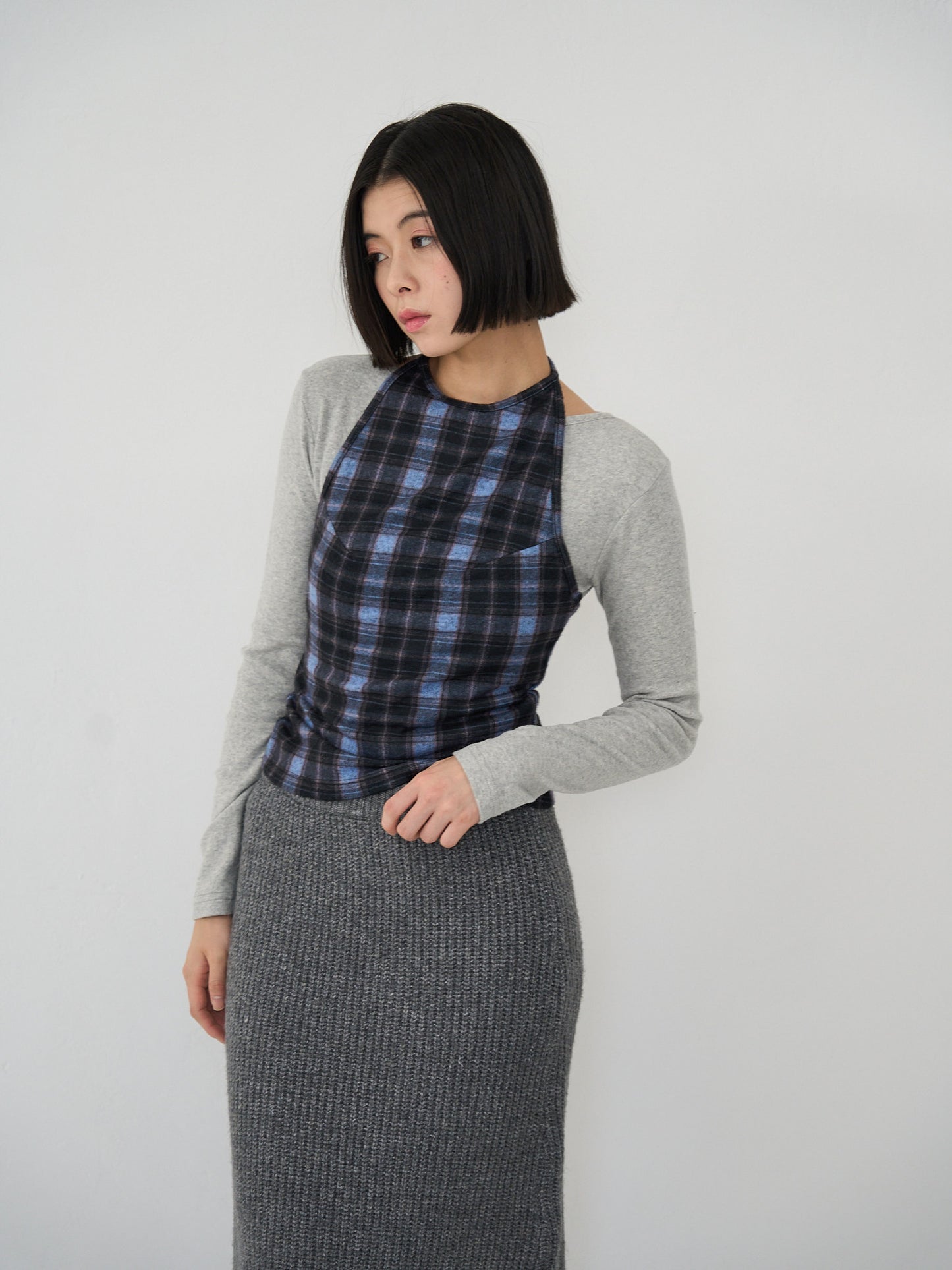 plaid halter neck bustier