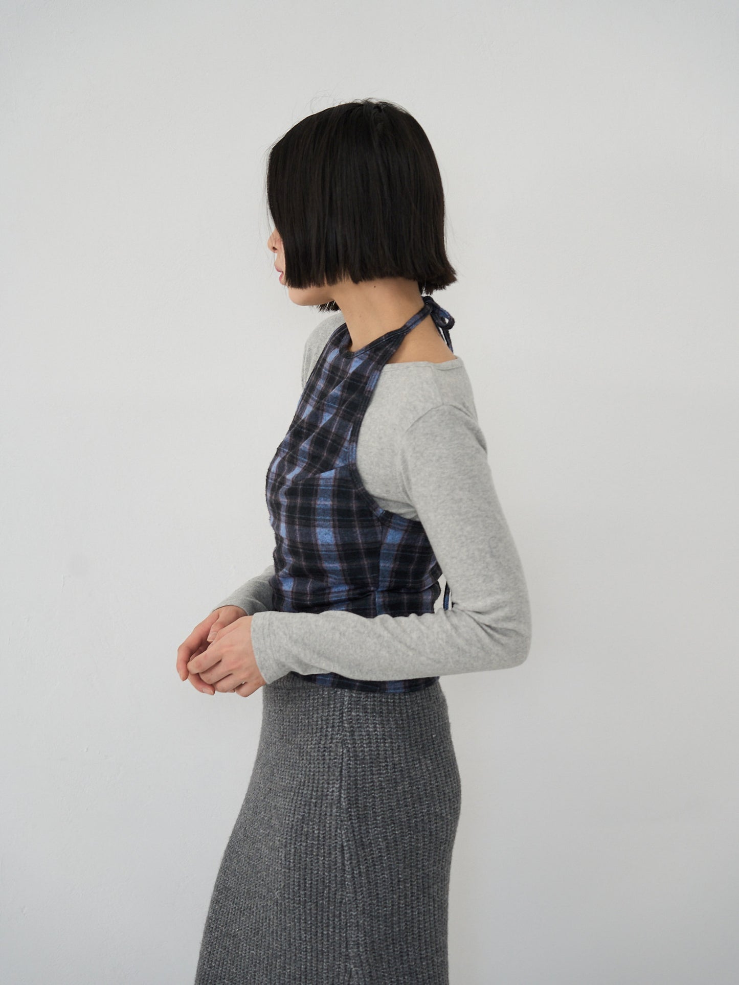 plaid halter neck bustier