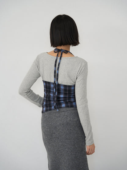 plaid halter neck bustier