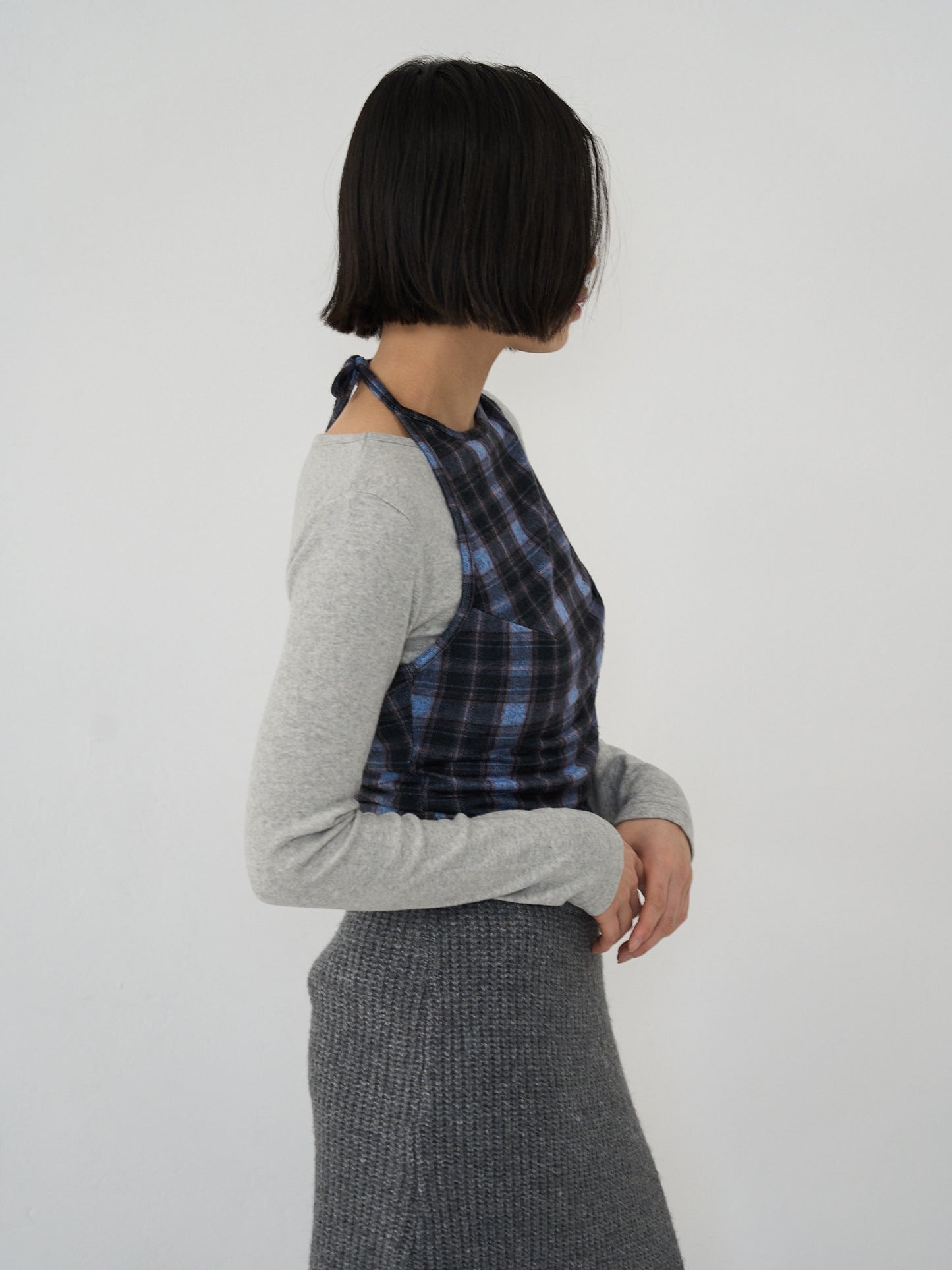 plaid halter neck bustier