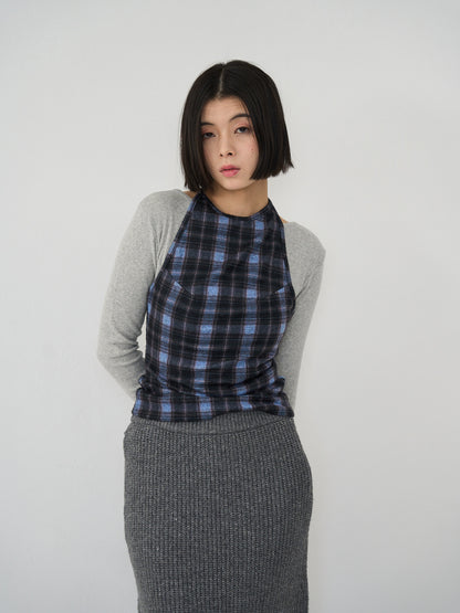 plaid halter neck bustier