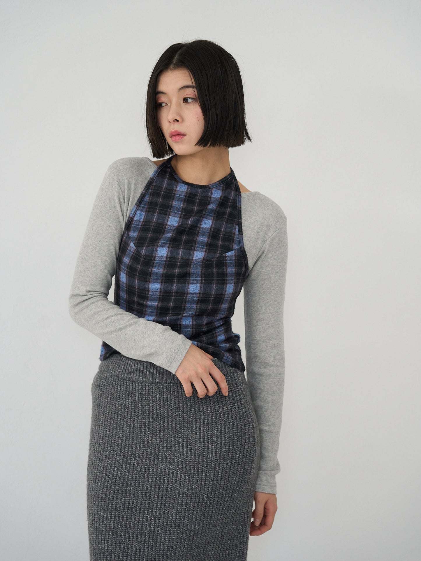 plaid halter neck bustier