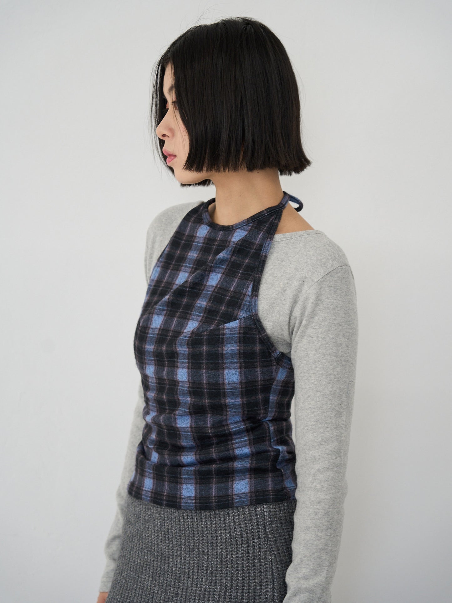 plaid halter neck bustier