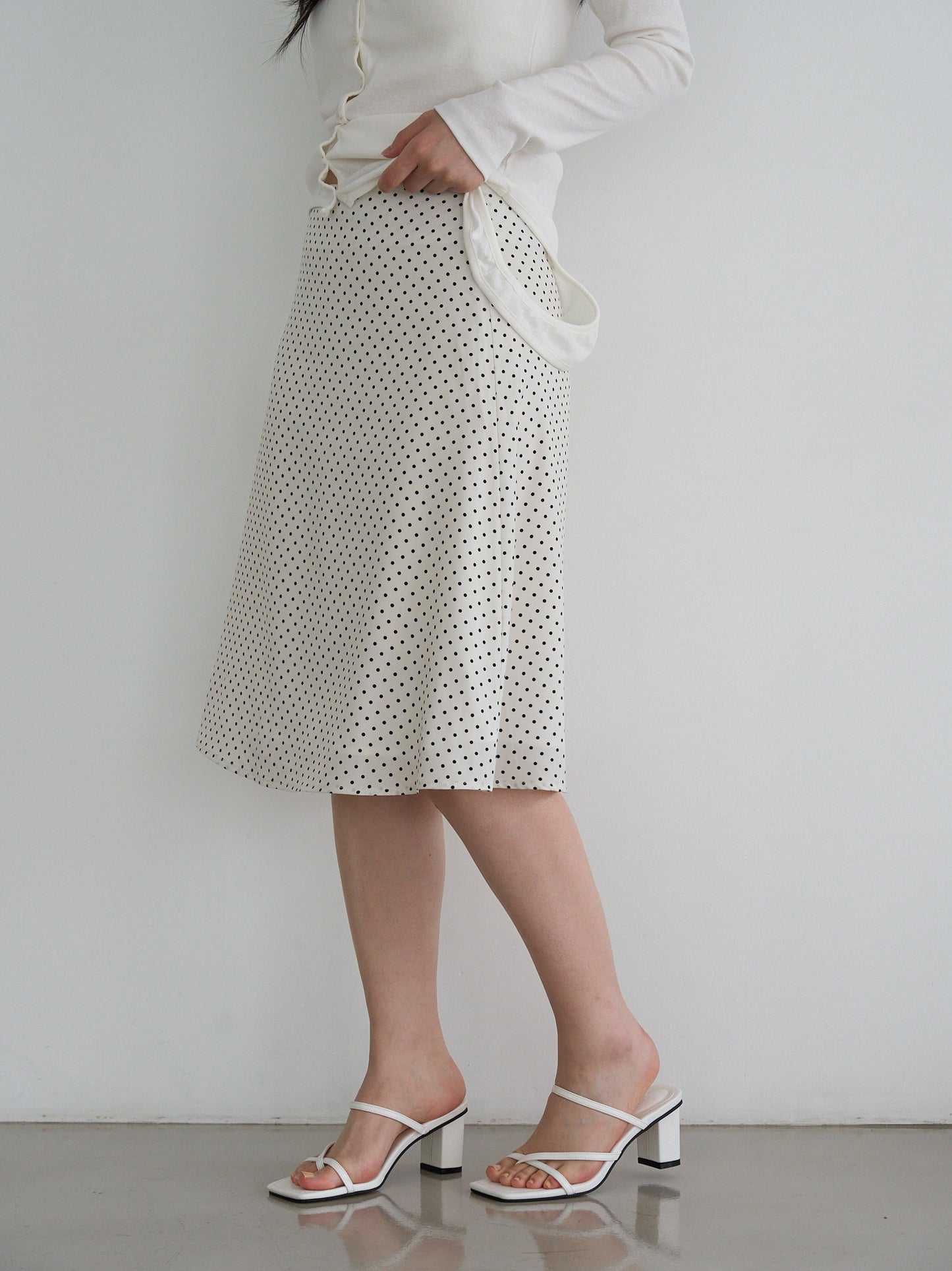 dot midi skirt