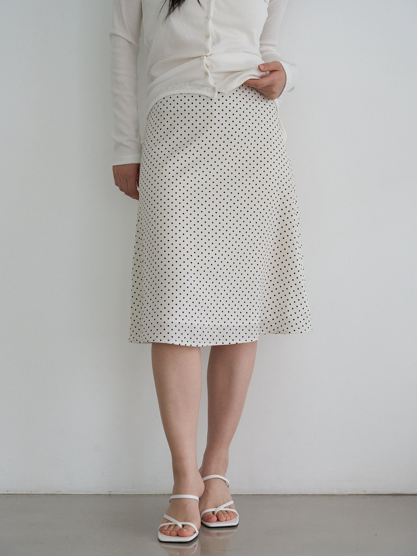 dot midi skirt