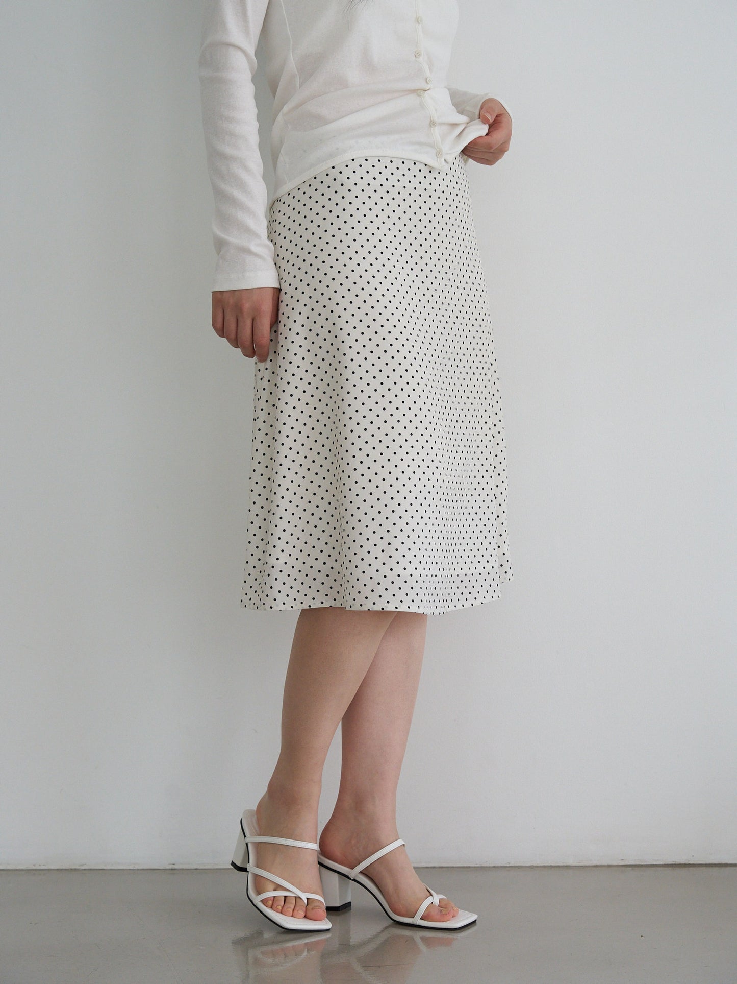 dot midi skirt