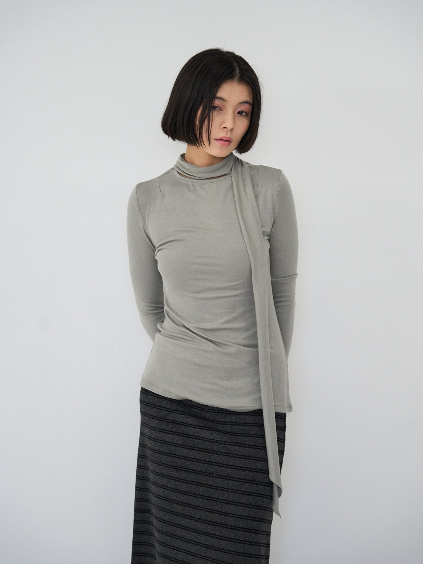scarf turtleneck top