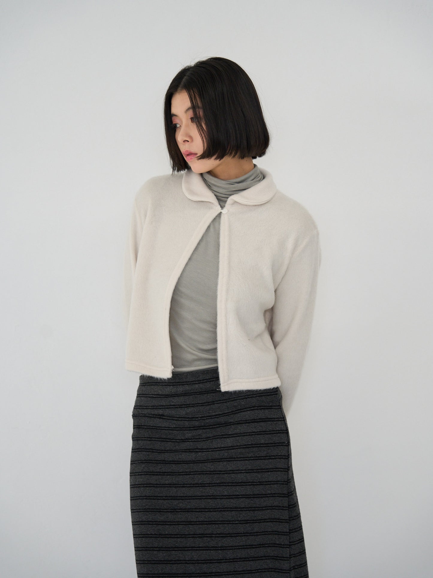 fuzzy cropped cardigan