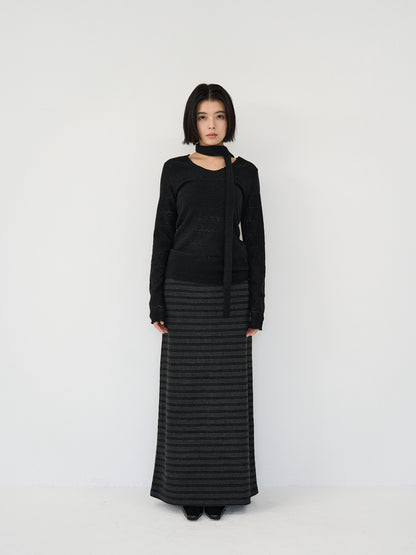 scarf sheer knit top