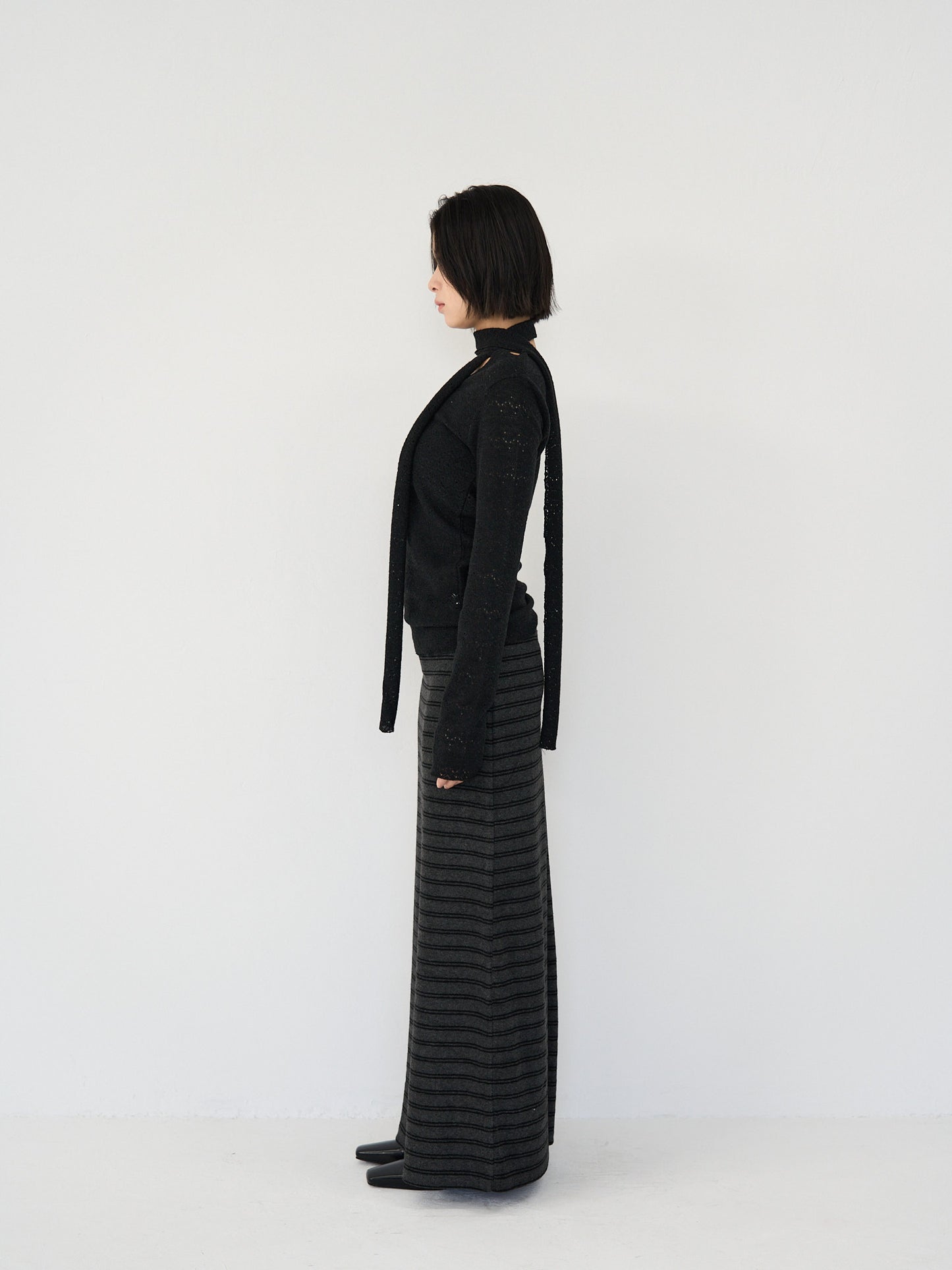 scarf sheer knit top