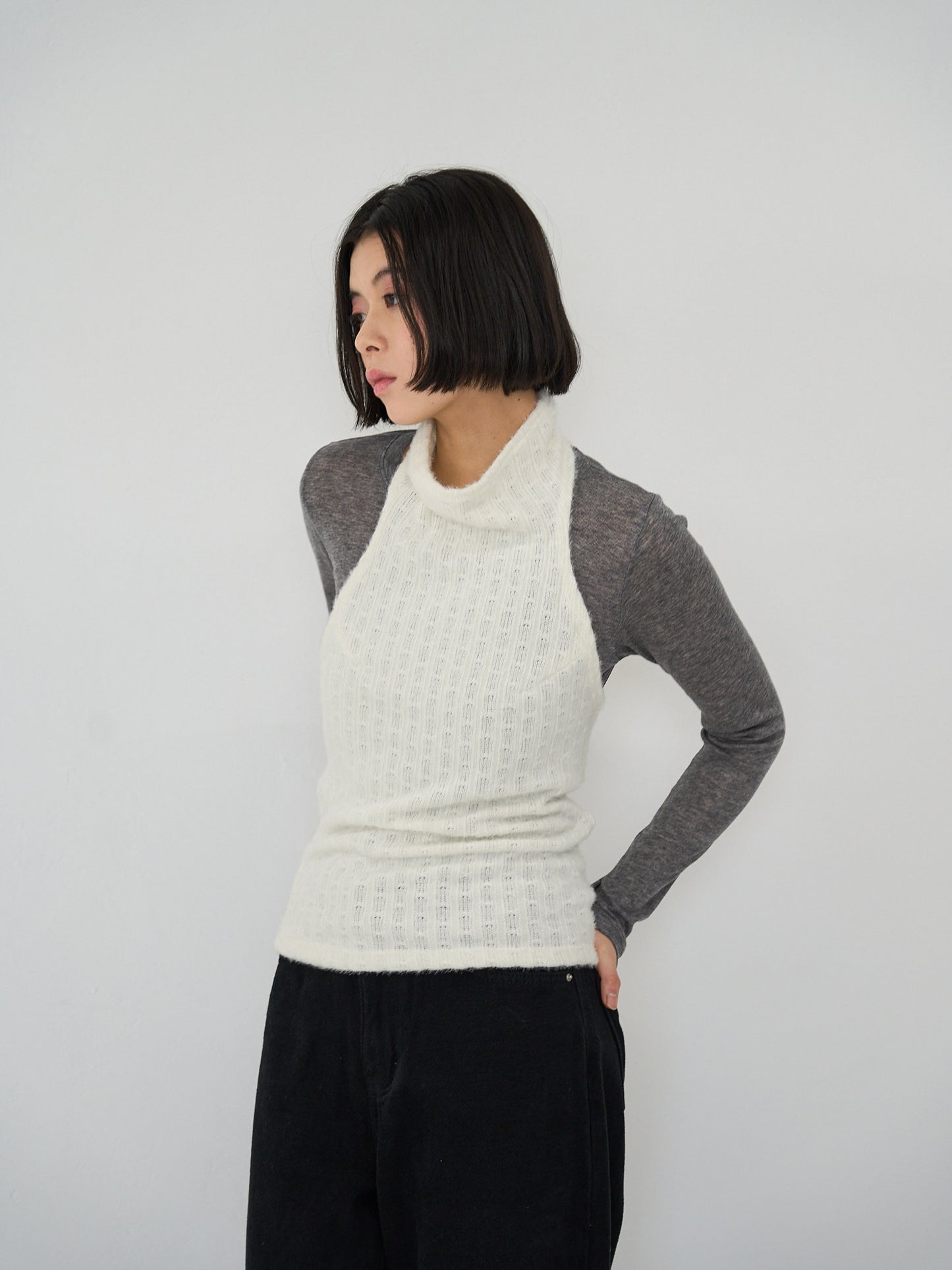 fuzzy mock neck top