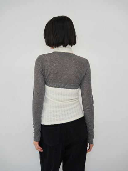 fuzzy mock neck top