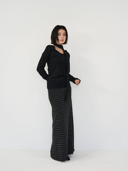 scarf sheer knit top