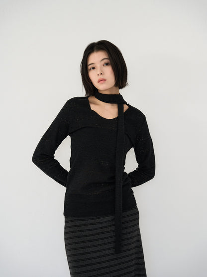scarf sheer knit top