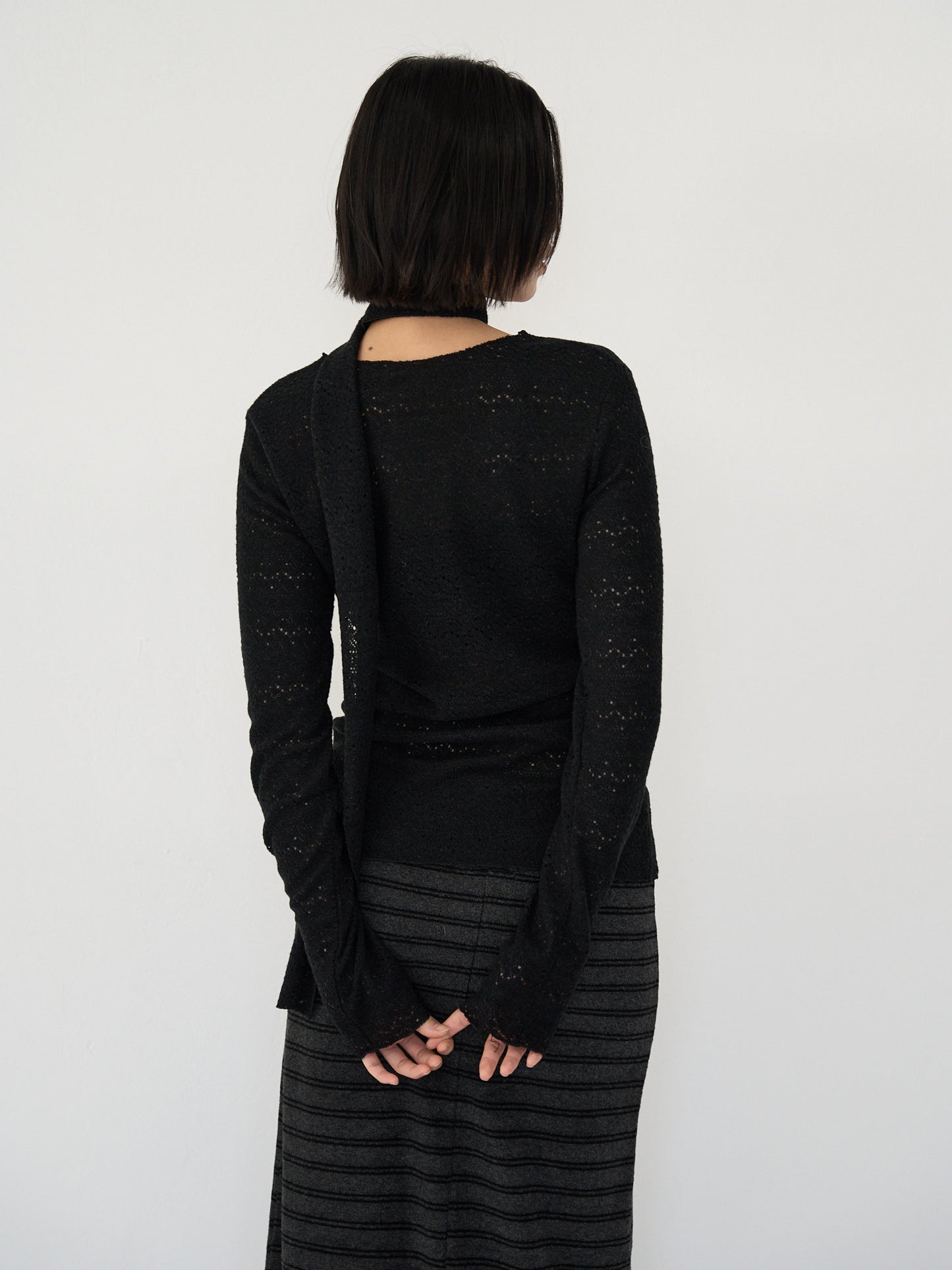 scarf sheer knit top