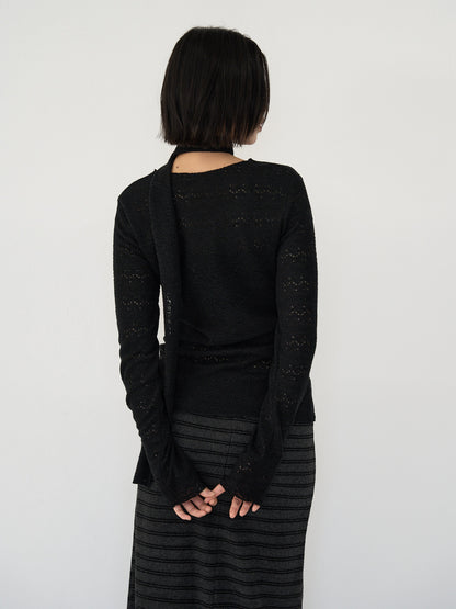 scarf sheer knit top