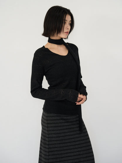 scarf sheer knit top