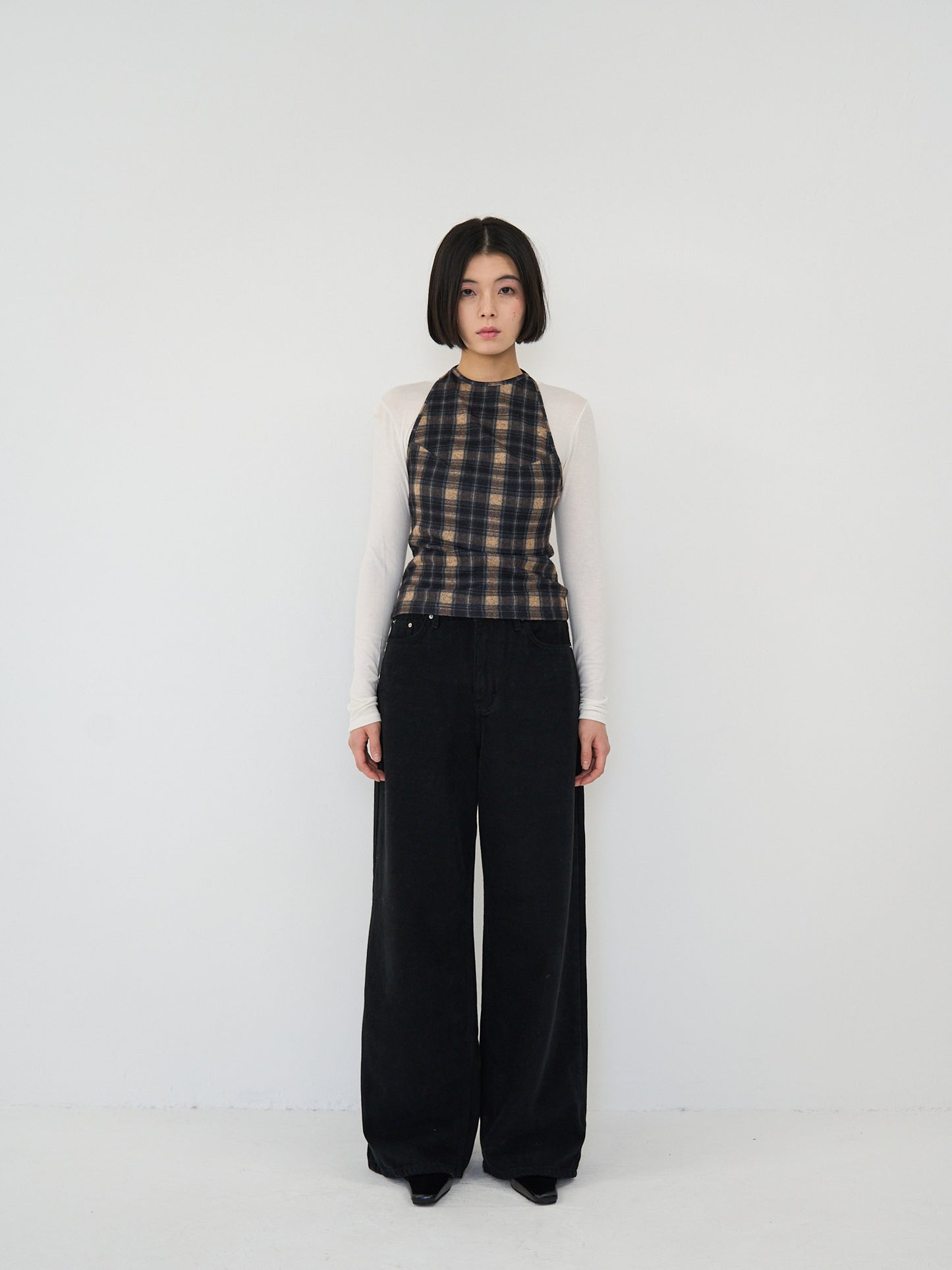 plaid halter neck bustier