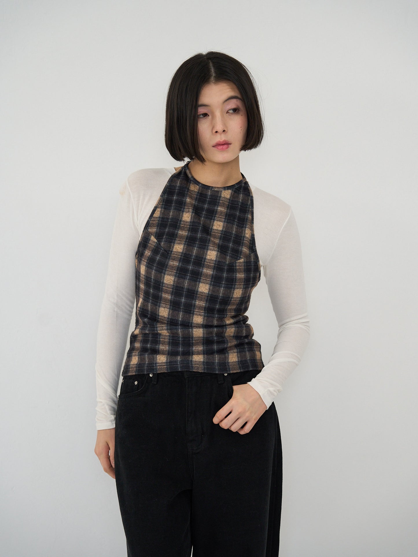 plaid halter neck bustier