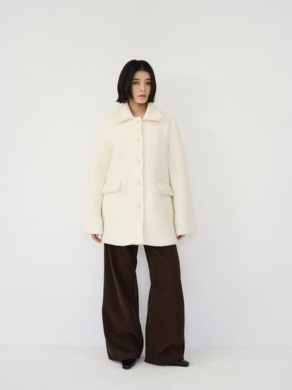 boucle wool midi coat