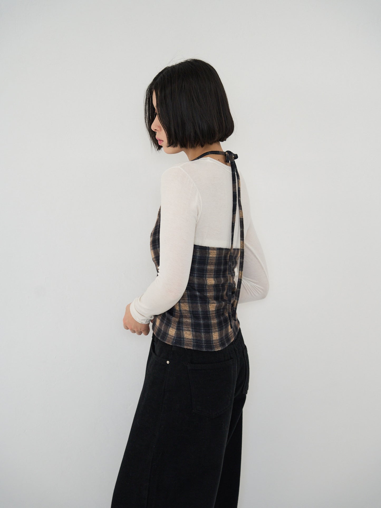 plaid halter neck bustier