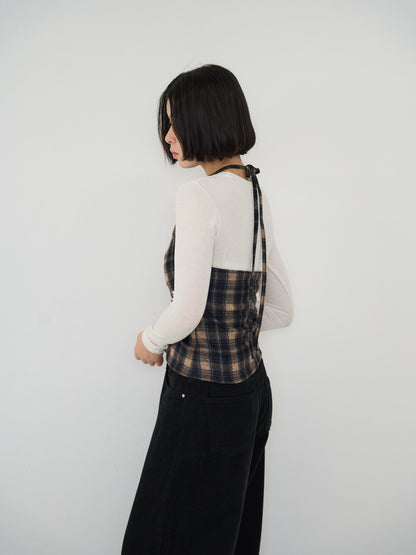 plaid halter neck bustier