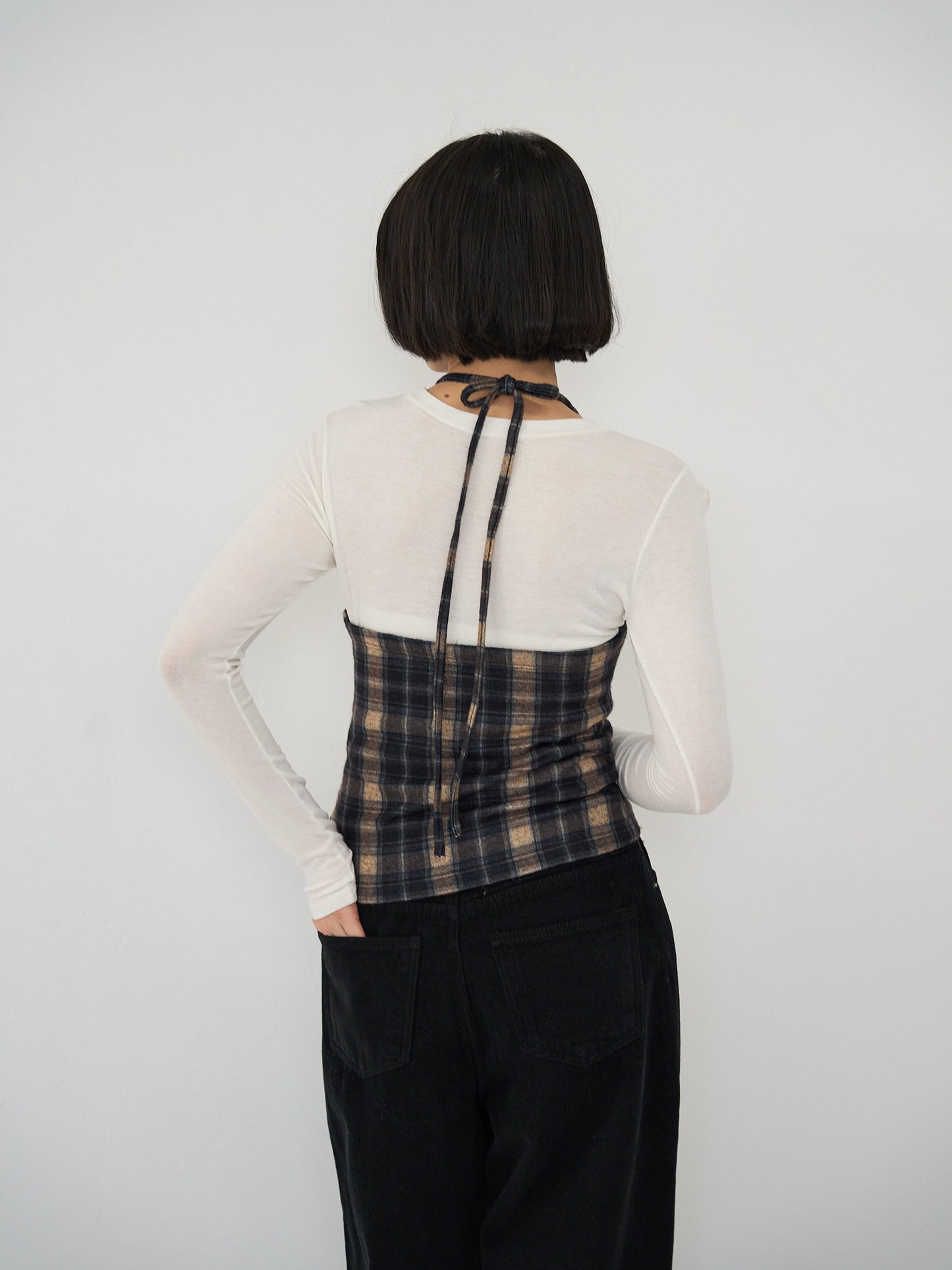 plaid halter neck bustier