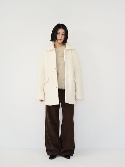 boucle wool midi coat