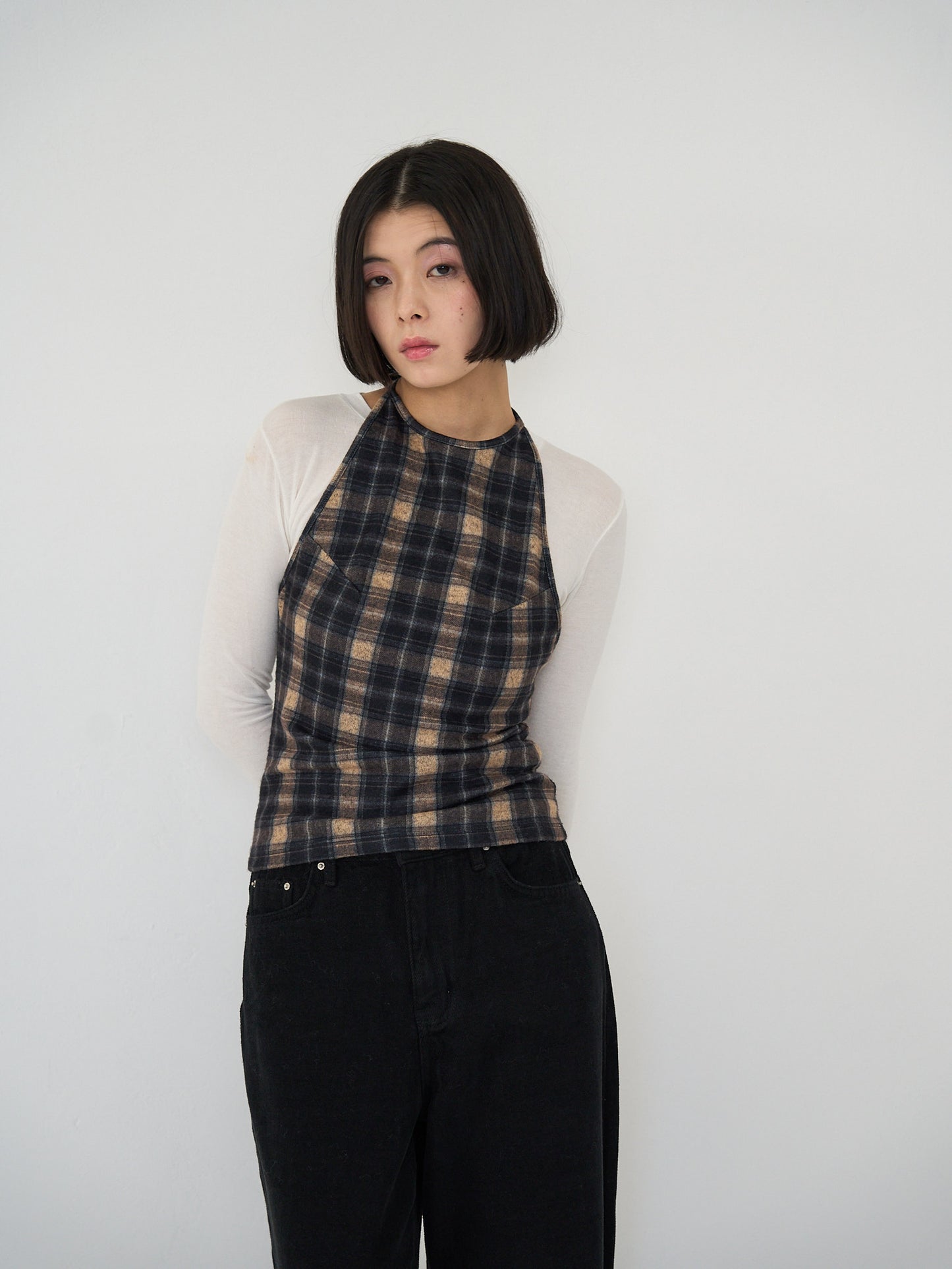 plaid halter neck bustier