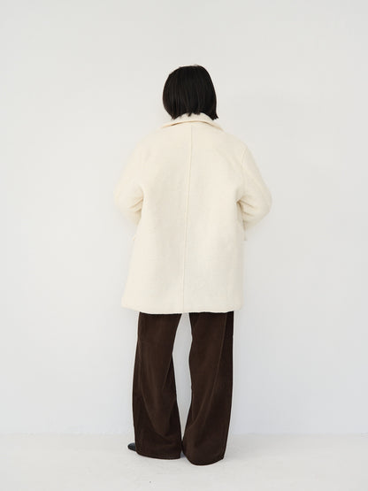 boucle wool midi coat