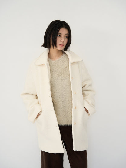 boucle wool midi coat