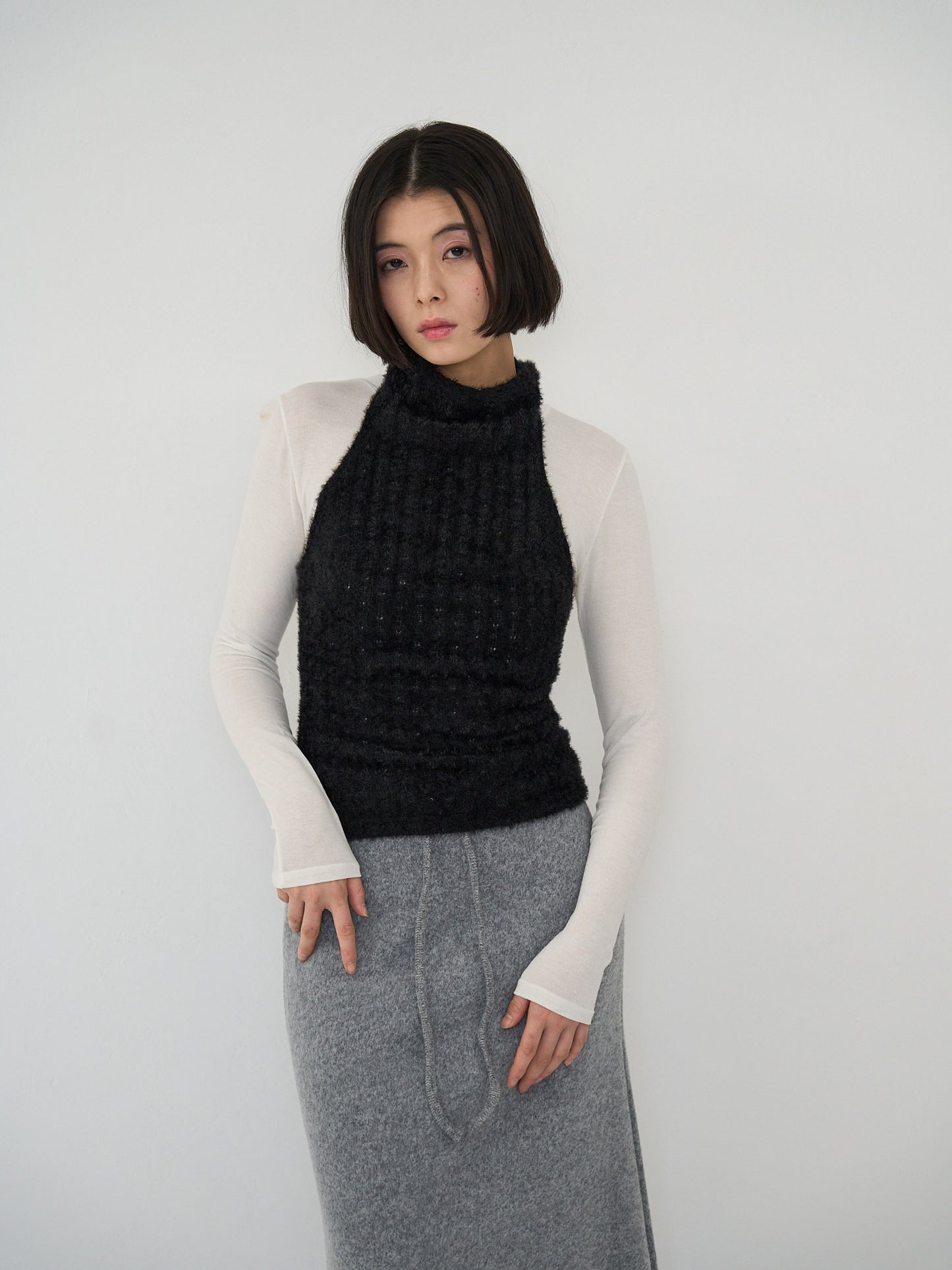 fuzzy mock neck top