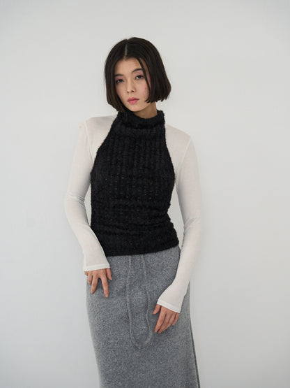 fuzzy mock neck top
